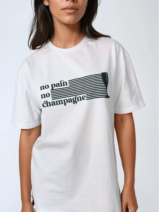 BeShaped BeShaped T-Shirt No Pain No Champagne Zielony Oversize