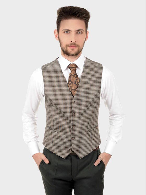 Evenemen Evenemen Kamizelka BENVICO Brązowy Slim Fit