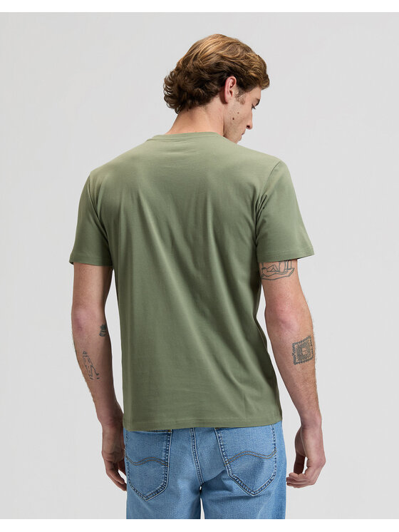Lee Lee T-Shirt WOVEN LABEL TEE Zielony Regular Fit