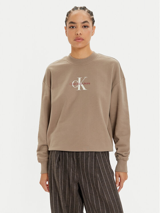 Calvin Klein Jeans Calvin Klein Jeans Pulóver Monologo J20J224177 Bézs Regular Fit