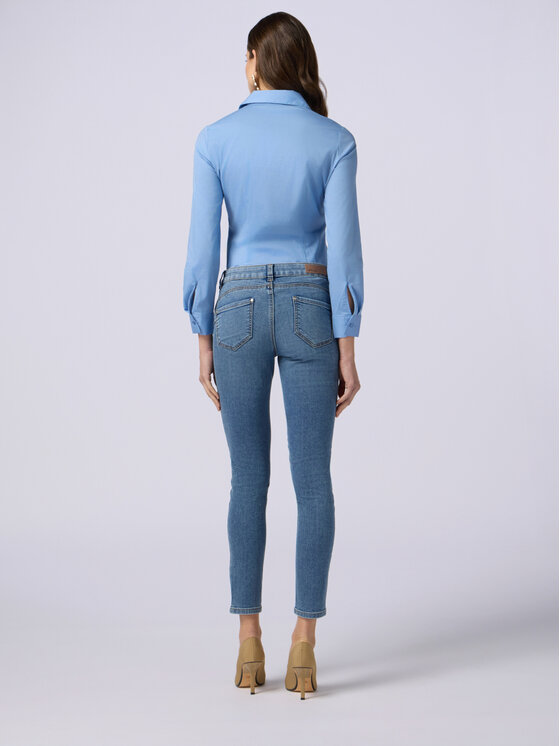 Oltre Oltre Jeansy P489R008169N024 Turkusowy Skin Fit