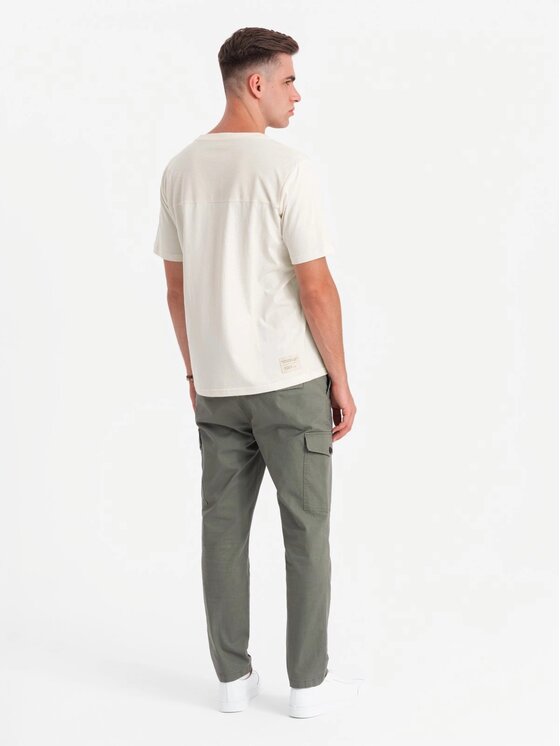 Ombre Ombre T-Shirt OM-TSCT-0171 Biały Loose Fit