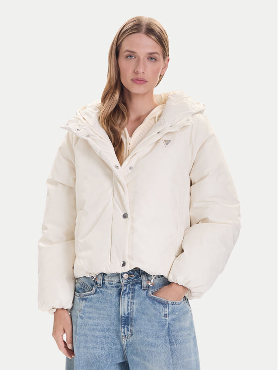 Guess Guess Μπουφάν χειμωνιάτικο V5BL07 WGLW2 Εκρού Relaxed Fit