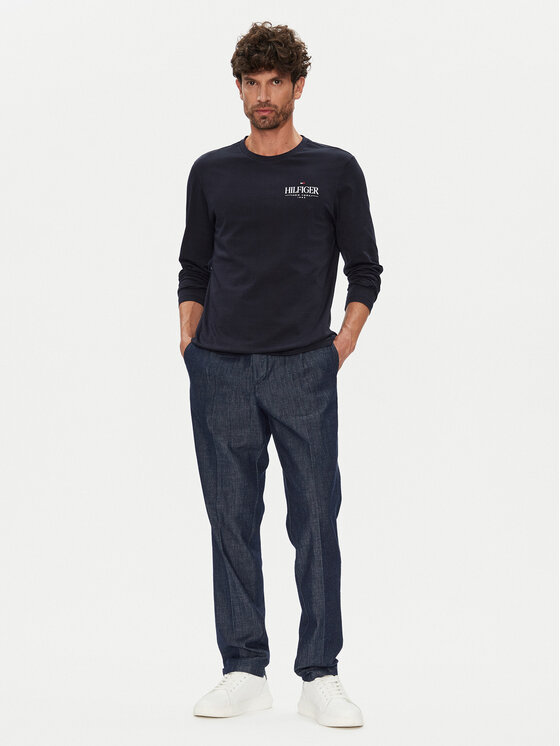 Tommy Hilfiger Tommy Hilfiger Longsleeve Stack MW0MW41293 Granatowy Regular Fit