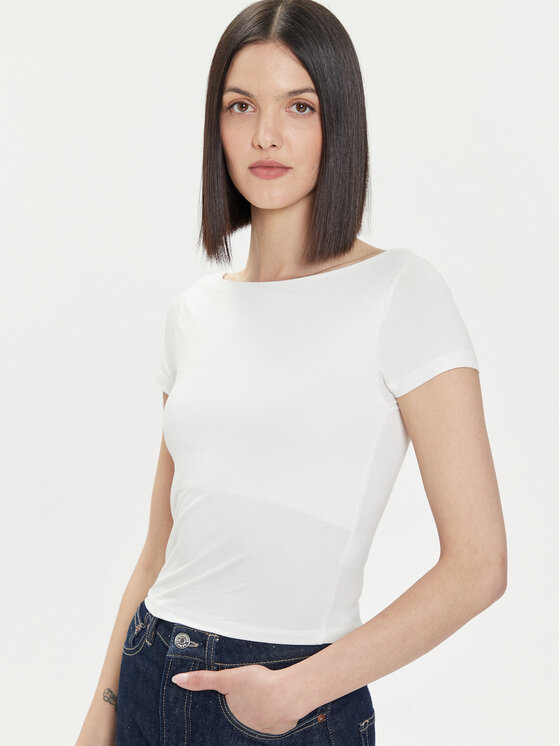 Gina Tricot Gina Tricot T-Shirt 21319 Λευκό Slim Fit