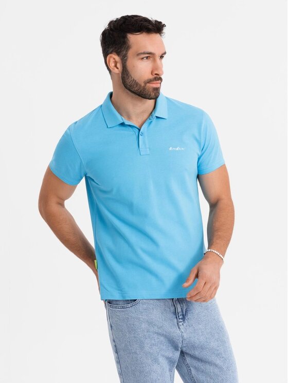 Ombre Ombre Polo OM-POSS-0103 Niebieski Regular Fit