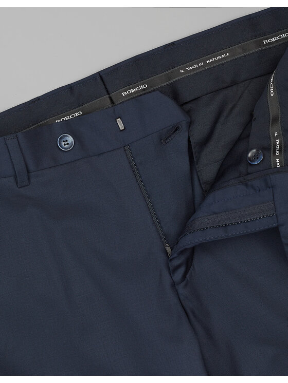 Borgio Borgio Spodnie garniturowe cortale_g Granatowy Slim Fit