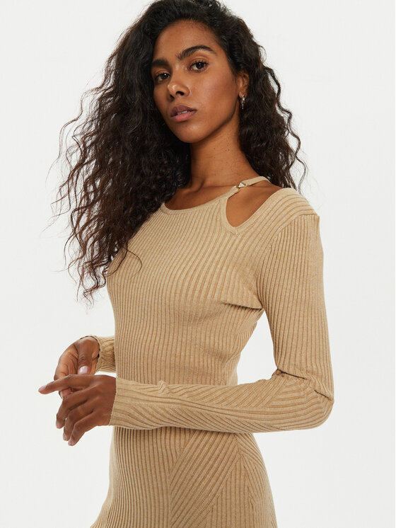 Guess Guess Kootud kleit Vanessa W4BK24 Z3I22 Beež Regular Fit