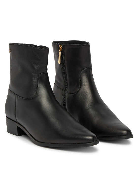 Tommy Hilfiger Tommy Hilfiger Botki Leather Ankle Boot W Zip FW0FW09921 Czarny