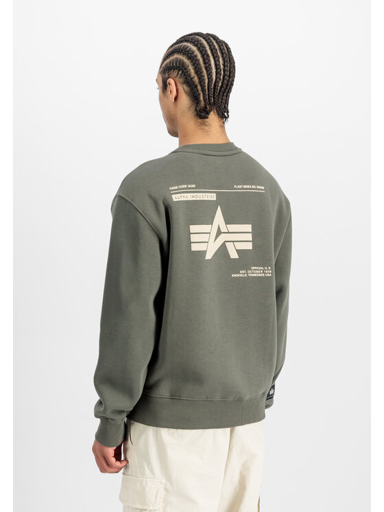 Alpha Industries Alpha Industries Bluza Label Backprint Sweatshirt Zielony Regular Fit