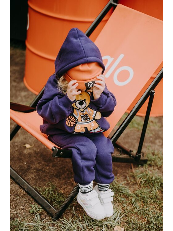 Bejbi Story Bejbi Story Bluza Bluza oversize Brandon Teddy z kapturem Fioletowy Oversize