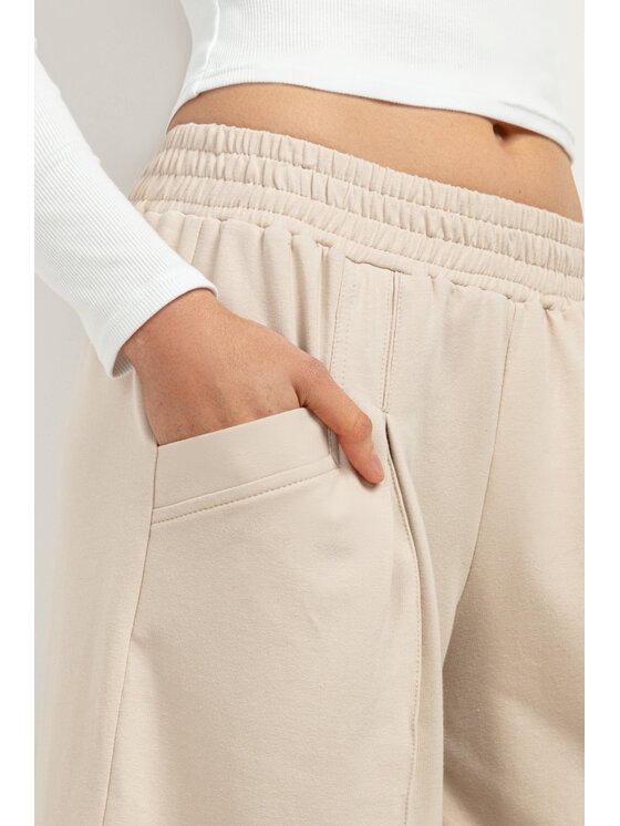 Tessita Tessita Spodnie dzianinowe T413/3/XL Beżowy Wide Leg