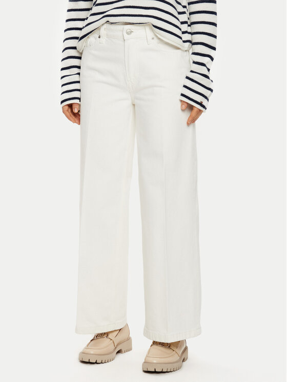 Tommy Hilfiger Tommy Hilfiger Culotte nadrág WW0WW44330 Fehér Regular Fit