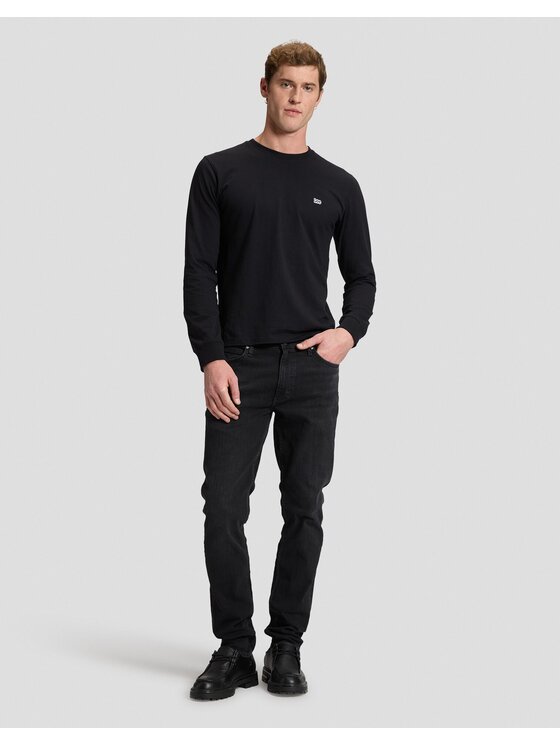 Lee Lee T-Shirt LS PATCH LOGO TEE Czarny Regular Fit