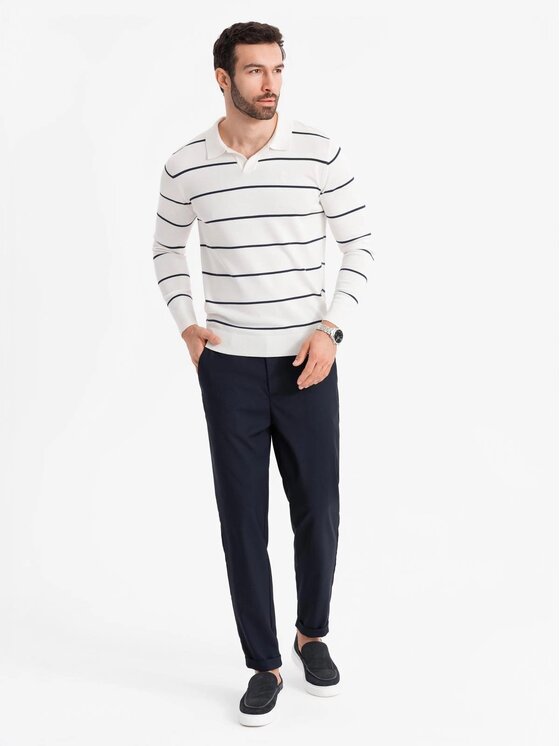 Ombre Ombre Longsleeve OM-POLS-0146 Biały Regular Fit