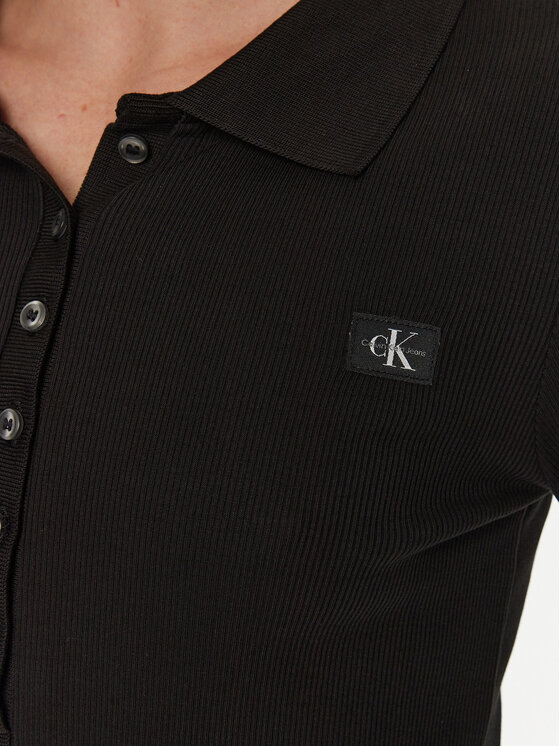 Calvin Klein Jeans Calvin Klein Jeans Тениска с яка и копчета J20J224457 Черен Slim Fit