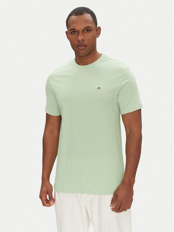 Gant Tričko Shield 2003184 Zelená Regular Fit