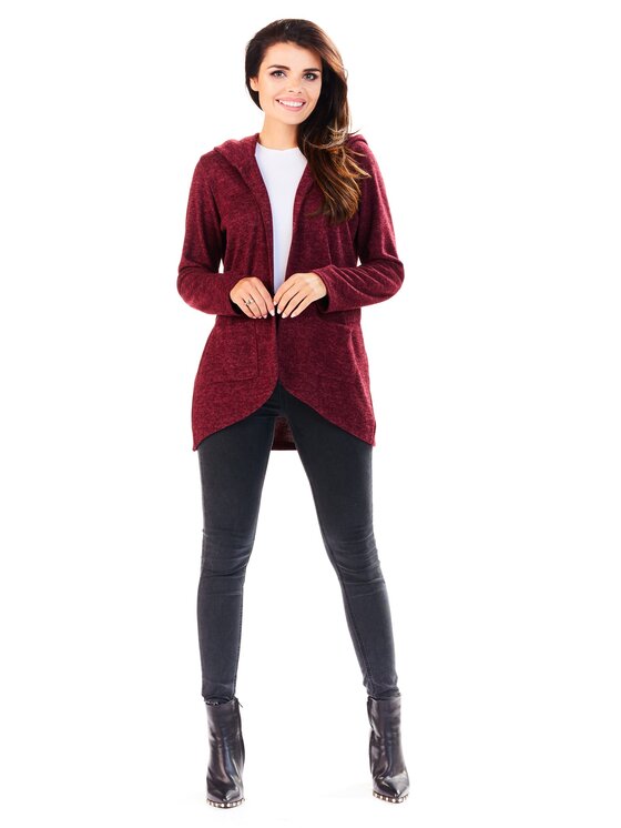 Awama Awama Kardigan A196 Bordowy Basic Fit