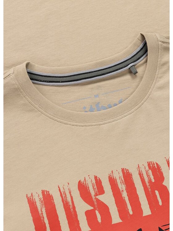 PITBULL PITBULL T-Shirt DISOBEY Beżowy Regular Fit