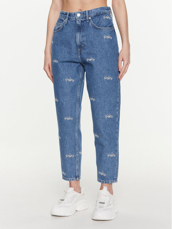 Tommy Jeans Blugi Mom Ultra High DW0DW15538 Albastru Tapered Fit Albastru imagine noua