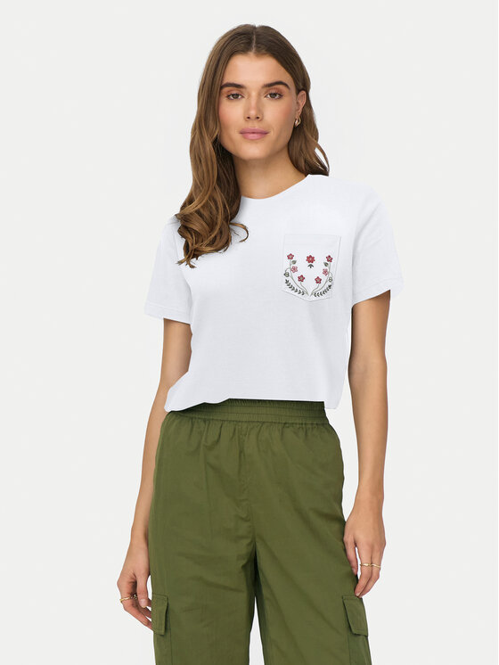 ONLY ONLY Tricou Polly 15317989 Alb Regular Fit