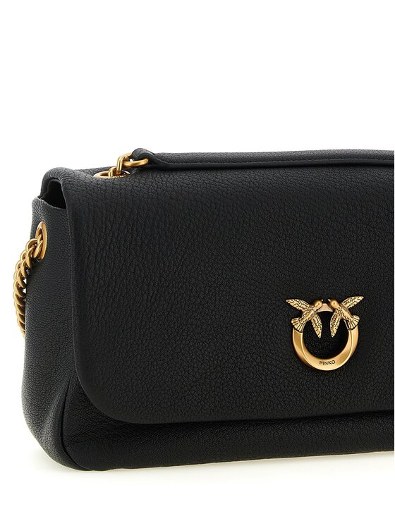 PINKO PINKO Torebka Black Lamb Leather Shoulder Czarny