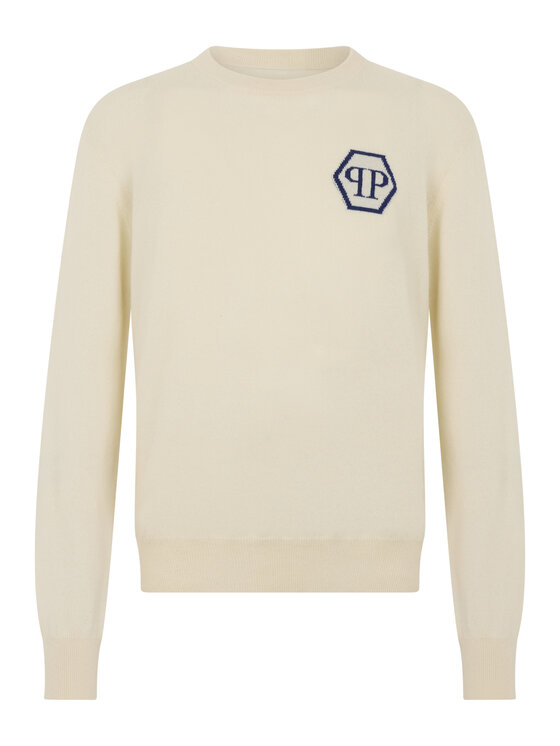 PHILIPP PLEIN PHILIPP PLEIN Sweter 29047 Biały Regular Fit