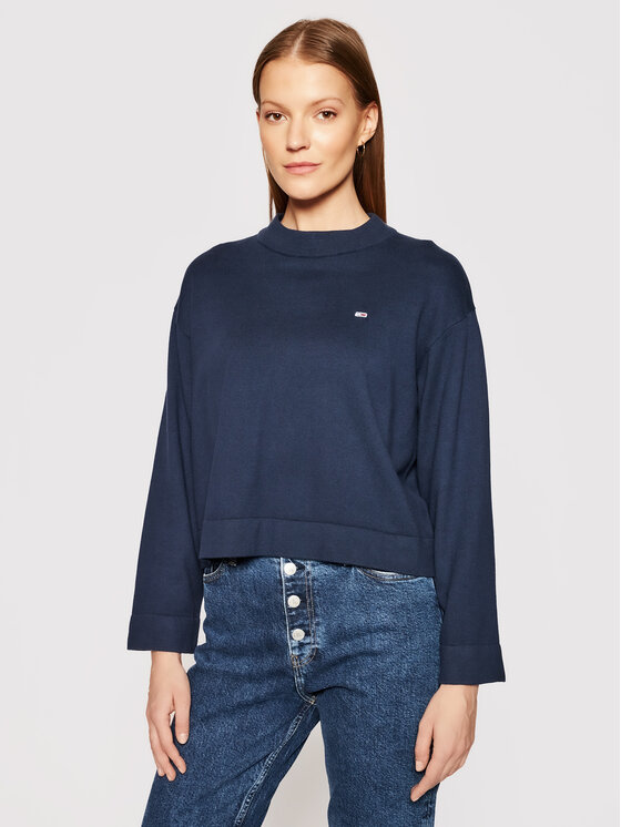 Tommy Jeans Tommy Jeans Pulover Essential DW0DW09802 Bleumarin Regular Fit