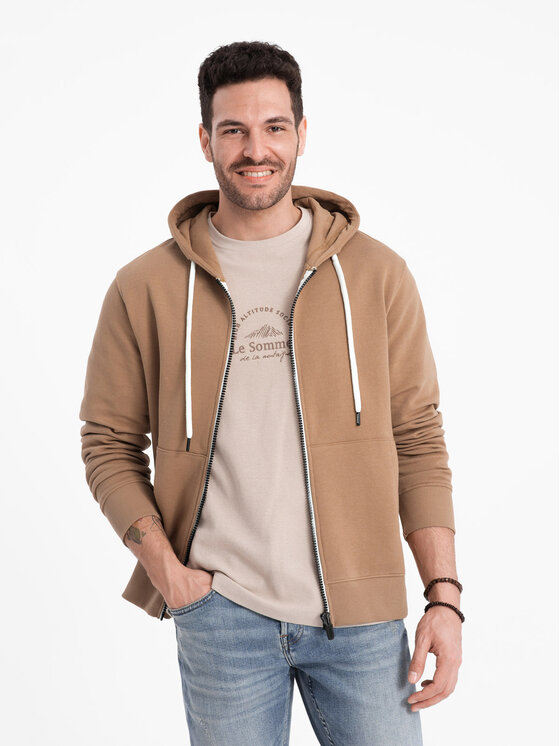 Ombre Ombre Mikina OM-SSBZ-0178 Hnědá Classic Fit