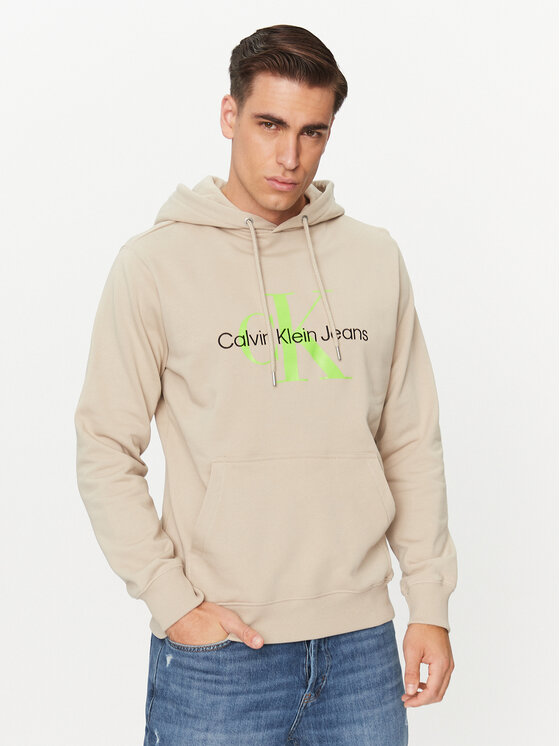 Calvin Klein Jeans Džemperis ar kapuci J30J320805 Bēšs Regular Fit