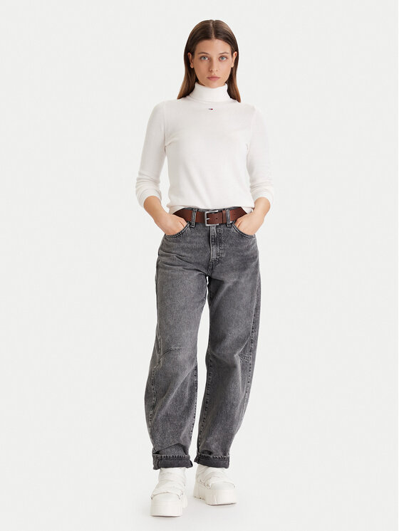 Tommy Jeans Tommy Jeans Bluză cu gât Essential DW0DW21672 Écru Regular Fit