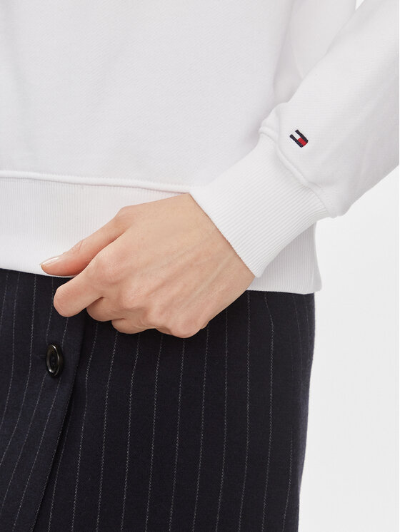 Tommy Hilfiger Tommy Hilfiger Felpa Flag Script WW0WW41758 Bianco Regular Fit