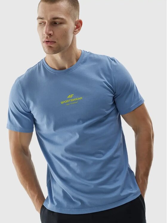 4F 4F T-Shirt 4FWAW24TTSHM1585-32S Niebieski Standard Fit