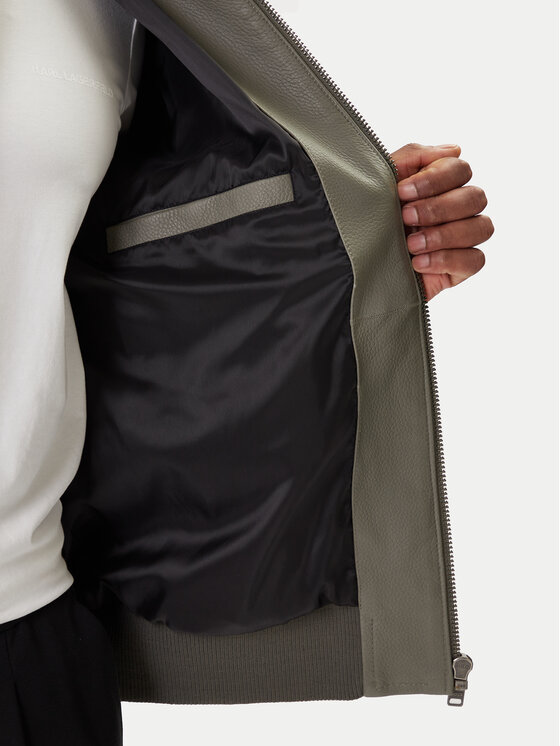 BOSS BOSS Ādas jaka Jakri 50552151 Pelēks Regular Fit