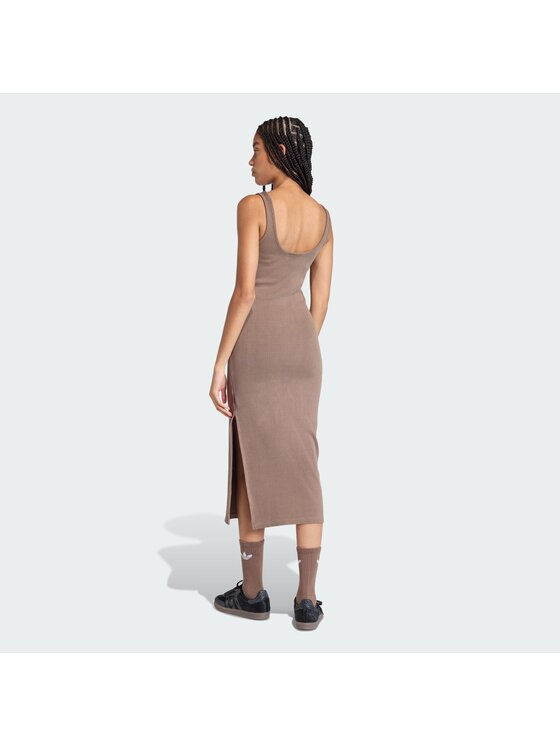 adidas adidas Sukienka codzienna ESSENTIALS RIB TANK MAXI DRESS WASHED Brązowy Slim Fit