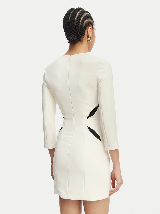 Elisabetta Franchi Elisabetta Franchi Sukienka koktajlowa AB-868-61E2-V390 Kremowy Slim Fit