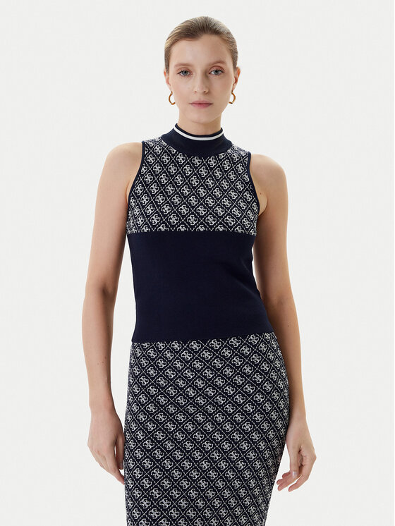 Guess Bluză W3YR26 Z37K0 Bleumarin Regular Fit