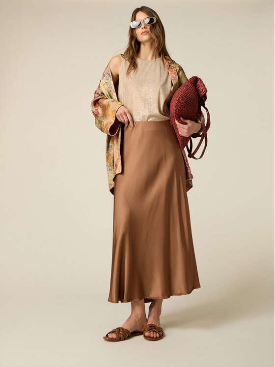 Oltre Oltre Spódnica maxi 1065J000292N012 Brązowy A-Line Fit