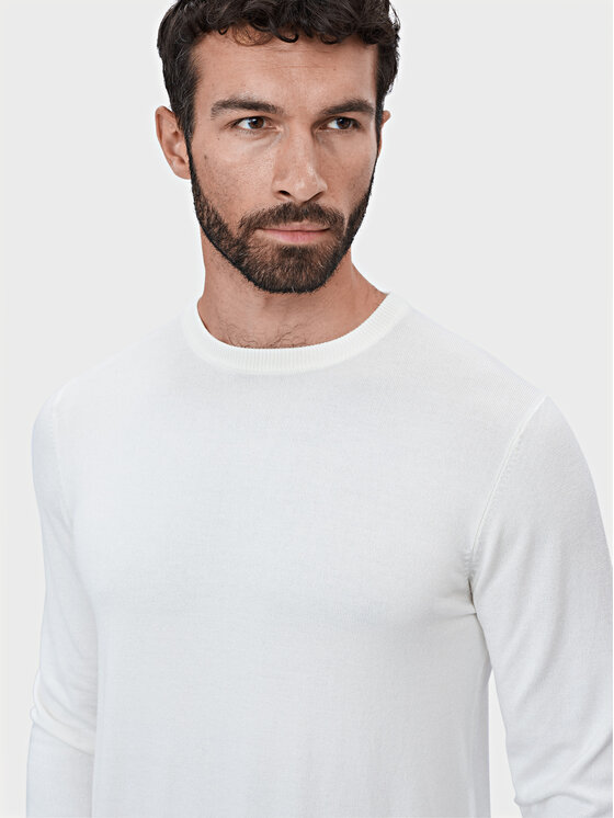 Evenemen Evenemen Sweter Round Neck Biały Slim Fit