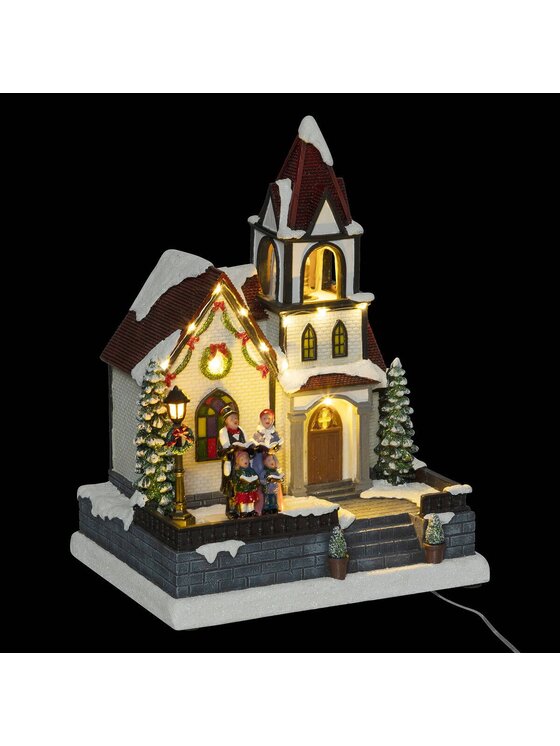 MIAhome MIAhome Figurka scenka LED 30x23x18 cm z kościołem KYRKA Kolorowy