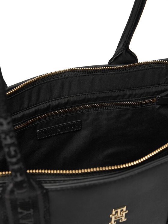 Tommy Hilfiger Tommy Hilfiger Дамска чанта Th Logotape Tote AW0AW17198 Черен