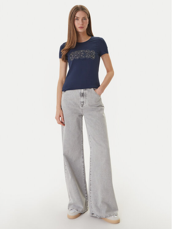 Guess Guess T-Shirt W5GI04 J1314 Granatowy Slim Fit