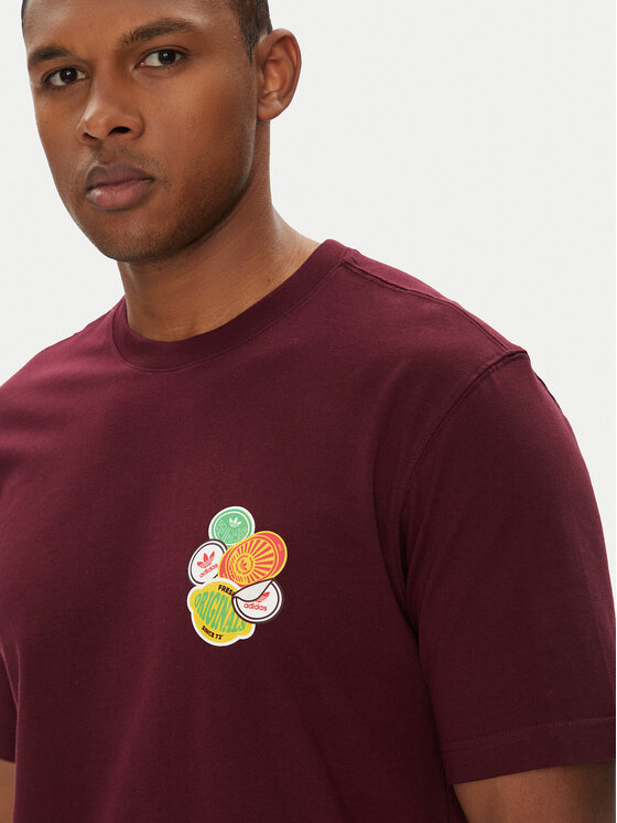 adidas adidas T-Shirt JW2976 Bordowy Loose Fit