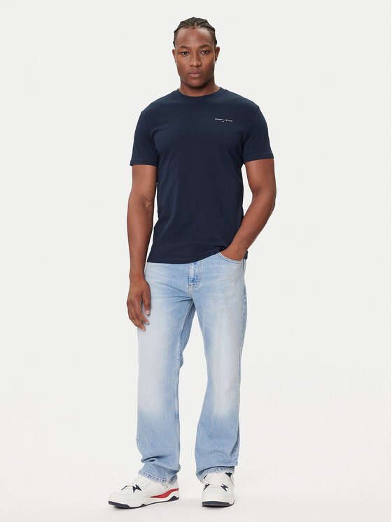 Tommy Jeans Tommy Jeans T-krekls Linear Chest DM0DM21780 Tumši zils Slim Fit
