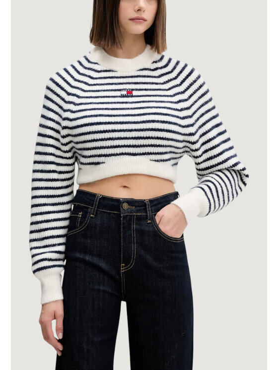 Tommy Jeans Tommy Jeans Maglione TJW CROP BADGE SWEAT Bianco Sweat Fit