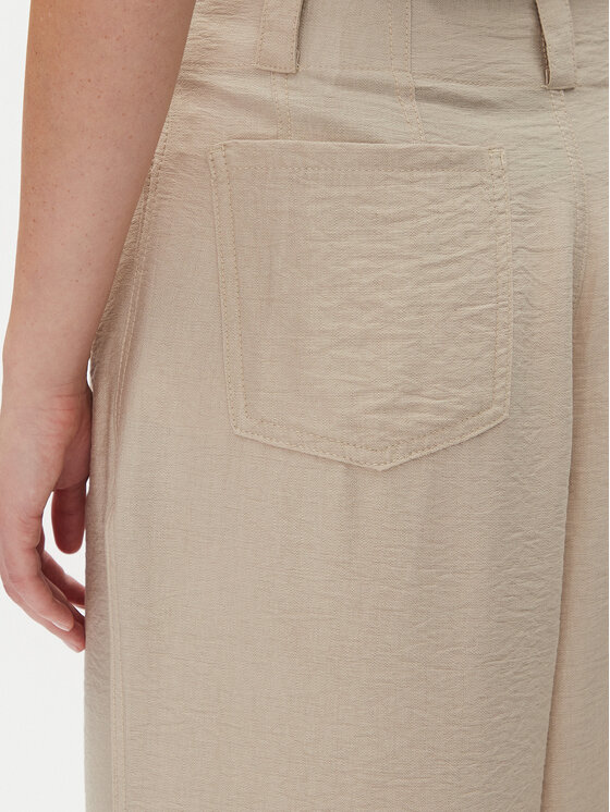 DKNY DKNY Hlače iz tkanine P41KTR48 Bež Loose Fit
