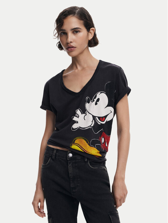 Desigual Tričko Mickey Joker 25SWTKAG Čierna Regular Fit