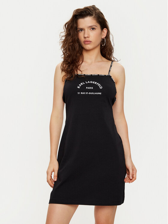 KARL LAGERFELD KARL LAGERFELD Cămașă de noapte A1W46081 Negru Regular Fit