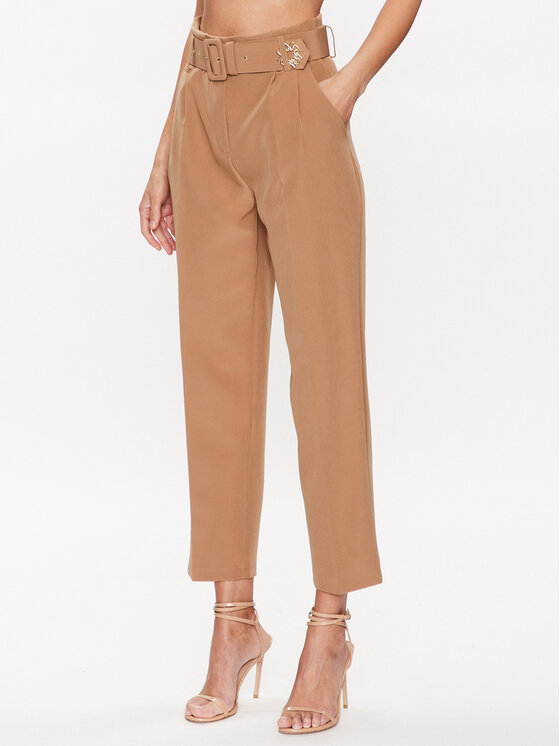 Pantalon Chino Femme Kendindza - Taille Haute - Stretch - Fabriqué En Italie - 65% Rayonne