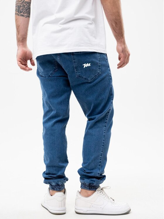 Metoda Sport Metoda Sport Joggery Spodnie Jeansowe Jogger Męskie Niebiekie Metoda Promo Mini M Logo Haft L Niebieski Regular Fit